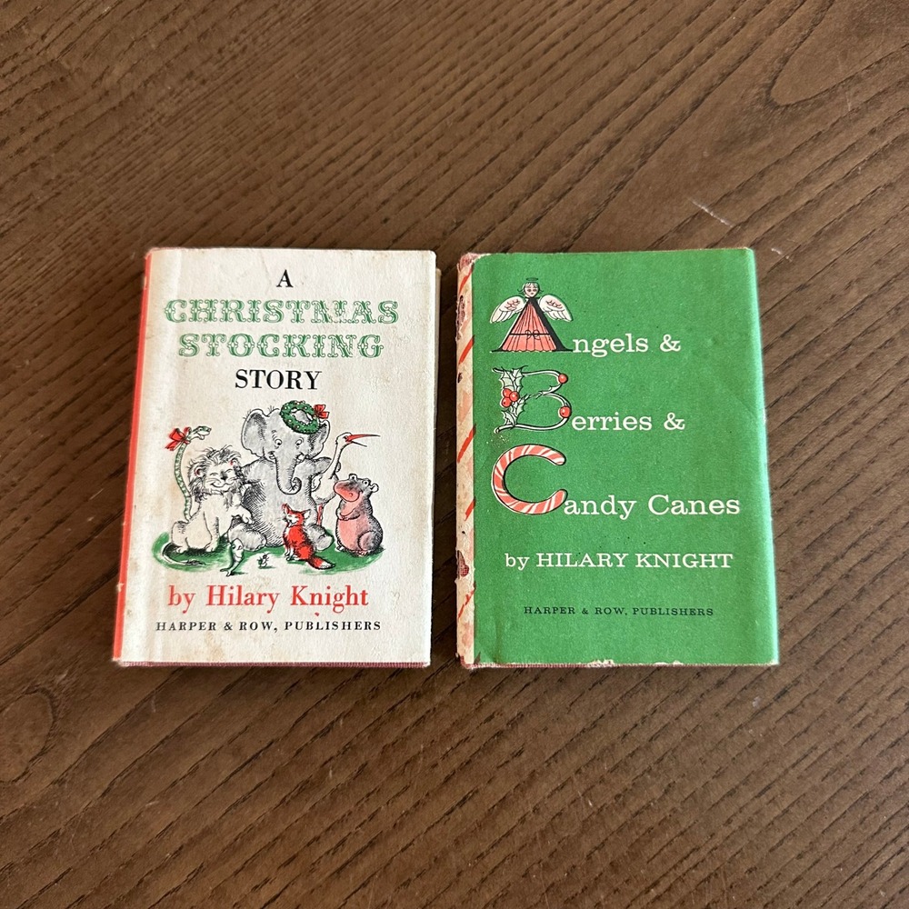 Vtg Hilary Knight Christmas Miniature‎ Books Stocking Story Angels Berries Set